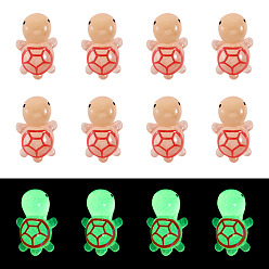 Фора 12 шт. светящиеся полупрозрачные кабошоны из смолы в виде морских животных, маленькая черепаха, оранжевые, 23x13x8.5 мм