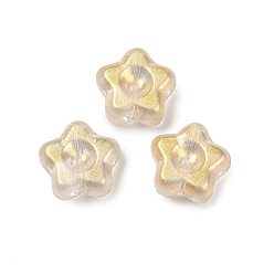 Champagne Gold Прозрачные стеклянные бусины, звезда, спекающийся лак, шампанское золото, 10.5x11x5 мм, отверстие : 1 мм