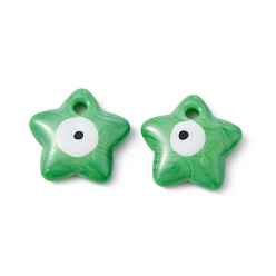 Зеленый лайм Ручной зла подвески бусины глаз, звезда очарование, зеленый лайм, 23.5~24x24~25x5~6.5 мм, отверстие : 2.5~3 мм