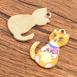 Хаки Подвески из легкого позолоченного сплава с изображением животных, с эмалью, кошачье очарование, хаки, 25x16 мм, отверстие : 2 мм