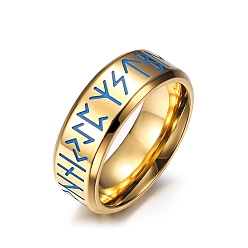Золотой Светящиеся кольца из нержавеющей стали для мужчин, Тотем слова викинга, золотые, 8 мм, размер США 10 1/4 (19.9 мм)