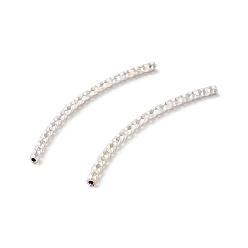 Silver 925 Sterling Silver Curved Tube Beads, Textured, Silver, 30x1.5mm, Hole: 0.7mm, 34pcs/10g