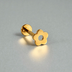 Золотой F-136 титановый сплав губные серьги без резьбы, цветок, золотые, 8 мм, штифты : 1.2 мм