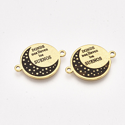 Golden 304 Stainless Steel Quote Links Connectors, with Enamel, Flat Round with Word, Golden, 21.5x16x1mm, Hole: 1.4mm