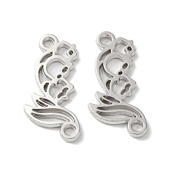 Platinum Eco-Friendly Alloy Connector Charms, Hollow Flower Links, Platinum, 19x9.5~10x1mm, Hole: 1.6mm