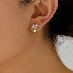 Настоящее золото 18K Классические 201 серьги-кольца из нержавеющей стали в форме сердца, реальный 18 k позолоченный, 13x10 мм