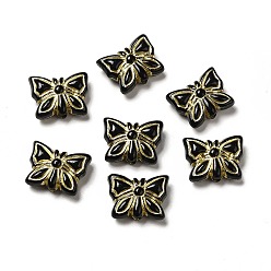 Black UV Plating Acrylic Beads, Golden Metal Enlaced, Butterfly, Black, 11x14.5x5mm, Hole: 1.8mm, about 740pcs/500g