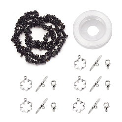Obsidian DIY Bracelets Necklaces Jewelry Sets, Natural Obsidian Chips Beads Strands, Toggle Clasps, Lobster Claw Clasps and Elastic Wire, 12.6x10.6x2.1cm