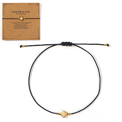 Черный Летние браслеты из бисера и стеклянных бусин, немагнитный гематитовый крестик для женщин, с открытки, чёрные, внутренний диаметр: 11 дюйм (28 см)