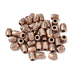 Красная Медь Сплавочные овальные бусины тибетского стиля , без свинца, без никеля и без кадмия, баррель, красная медь, Размер : длиной около 7 мм , шириной 6 мм , отверстие : 2.5 мм