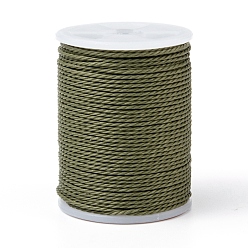 Olive Round Waxed Polyester Cord, Taiwan Waxed Cord, Twisted Cord, Olive, 1mm, about 12.02 yards(11m)/roll