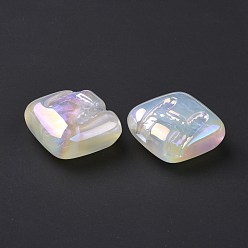 White Rainbow Iridescent Plating Acrylic Beads, Glitter Beads, Rhombus with Letter H Pattern, White, 29.5x29.5x14mm, Hole: 3.2mm