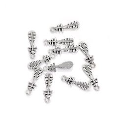 Античное Серебро Сплавочные подвески тибетского стиля, музыкальные инструменты подвески, античное серебро, 24x7.5 мм, 100 шт / комплект