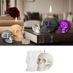 Белый Силиконовые формы для свечей на тему Хэллоуина, для украшения из силикона, череп, белые, 73x108 мм, 83 мм высотой