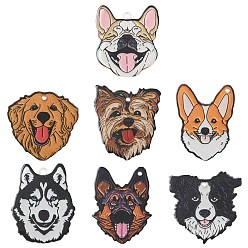 Mixed Color 35Pcs 7 Styles Opaque Printed Acrylic Pendants, Dog, Mixed Color, 29.5~32.5x24.5~30.5x2mm, Hole: 1.6~2mm, 5pcs/style