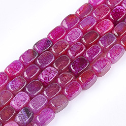Темно-Розовый Природных вены драконов агат бисер нитей, окрашенные, кубоид, темно-розовыми, 13~13.5x8~9x8~9 мм, отверстие : 1 мм, около 28 шт / нитка, 14.7 дюйм