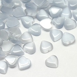 Белый Дым Кабошоны кошачьего глаза, сердце, серый, 10x10x2.5 мм