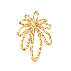 Настоящее золото 18K 201 подвески из нержавеющей стали, цветочный шарм, вакуумное покрытие pvd, реальный 18 k позолоченный, 45x28.5x2.5 мм, отверстие : 5~27x2~6 мм