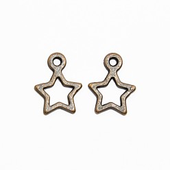 Красная Медь Подвески из сплава в тибетском стиле, звезда, Рождество, Красная медь, без свинца, без кадмии и без никеля, 14x10x2 мм, отверстие : 1.5 мм