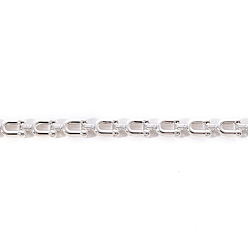 Silver Brass Link Chains, U Shape, Unwelded, Silver, 9.5x5x2mm