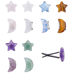 Черный 12 шт. 12 стили звезда с лунным драгоценным камнем автомобильные воздухозаборники, внутренняя отделка автомобиля, с магнитным ферромарганцевым железом и пластиковыми зажимами, чёрные, 33~35 мм, 1 шт / стиль