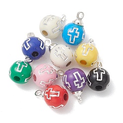 (52) Непрозрачная лаванда Покрытие акриловые подвески, круглый с подвесками в виде креста, разноцветные, 11.5x7.5 мм, отверстие : 1.6 мм