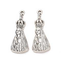 Античное Серебро Сплавочные подвески тибетского стиля, прелести Nossa Señora Aparecida, античное серебро, 30x12x3.5 мм, отверстие : 1.5 мм, Около 313 шт / 1000 г