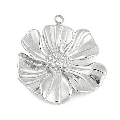 Нержавеющая Сталь Цвет 304 подвески из нержавеющей стали, цветочный шарм, цвет нержавеющей стали, 29x26x5 мм, отверстие : 1.9 мм