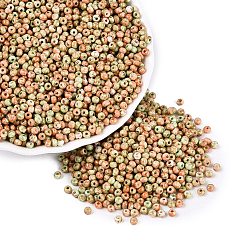 Pale Green Picasso Glass Seed Beads, Round Hole, Rondelle, Pale Green, 3~3.5x2~2.5mm, Hole: 0.9~1mm, about 12855pcs/pound
