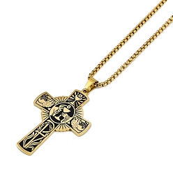 Настоящее золото 18K 201 подвеска из нержавеющей стали для причастия и евхаристии, ожерелья с цепочкой, реальный 18 k позолоченный, 23.62 дюйм (60 см)