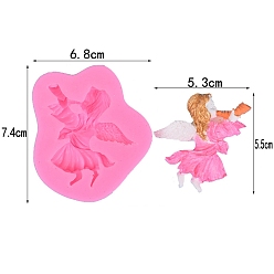 Angel & Fairy DIY Silicone Molds, Fondant Molds, Resin Casting Molds, for Chocolate, Candy, UV Resin & Epoxy Resin Craft Making, Hot Pink, Angel & Fairy, 74x68x13mm