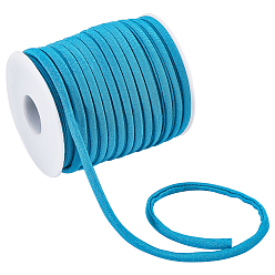 Turquoise 20m cordons élastiques en polyester, plat, turquoise, 5~6mm, environ 21.87 yards (20m)/rouleau