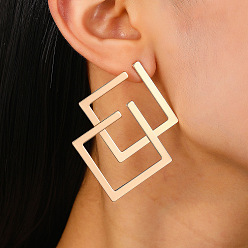 Rhombus Серьги сплава, золотые, ромб, 50 мм