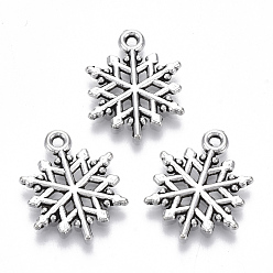 Античное Серебро Сплавочные подвески тибетского стиля, без свинца и без кадмия, снежинка, античное серебро, 20x15.5x1.5 мм, Отверстие : 1.5 мм , около 400 шт / 500 г