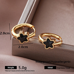 Estrella 304 Pendientes de aro de resina y acero inoxidable para mujer, dorado, estrella, 20x20 mm