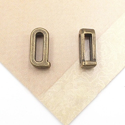 Letter Q Тибетский стиль сплава Silde амулеты, Письмо ~ Z, античная бронза, Буква Q, 11x5x4 мм, отверстие : 7x2 мм