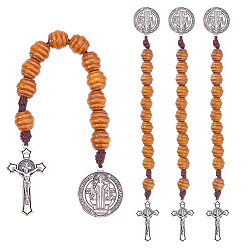 Античное Серебро 4шт. деревянные бусины для подвесного декора, Декоративный кулон в виде святого Бенедикта и креста., античное серебро, 197 мм