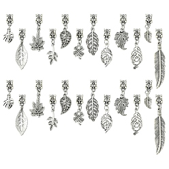 Античное Серебро Подвеска из сплава в тибетском стиле, лист, античное серебро, 26~53 мм, 24 шт / комплект