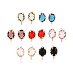 (52) Непрозрачная лаванда Изделия из латуни, со стеклом и петлей, долговечный, без кадмия, без никеля и без свинца, овальные, золотой свет, разноцветные, 11.5x7.5 мм, отверстие : 1 мм, штифты : 0.7 мм