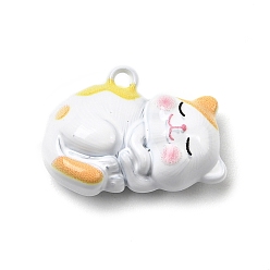 Белый Подвески из цинкового сплава с краской для запекания, форма кошки, белые, 12x16.5x6.5 мм, отверстие : 1.2 мм