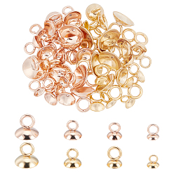 Золотой & Розовыый Золотой 48шт 8 стиль 201 и 304 нержавеющая сталь бусины колпачок подвеска дужки, для изготовления стеклянного кулона, полукруглый, золотой и розовое золото, 5~8x4~8 мм, 6 шт / стиль