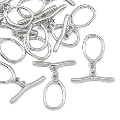 Platinum SHEGRACE Brass Toggle Clasps, Lead Free & Cadmium Free & Nickel Free, Platinum, Ring: 18x11x1.8mm; Bar: 21x5x2mm