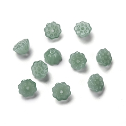 Темный Морско-зеленый Прозрачные стеклянные бусины, лотоса стручок, темно-зеленый, 10.5x6.5 мм, отверстие : 1.4 мм