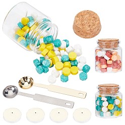 (52) Непрозрачная лаванда Diy наборы штампов с восковой печатью, в том числе частицы сургуча, свеча, Ложка из нержавеющей стали, разноцветные, частицы сургуча: 0.9 см, 2 цветов, 90 шт / цвет, 180 шт