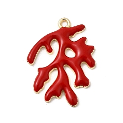 Красный Подвески из эмали и сплава, коралл, золотые, красные, 27x20x2.5 мм, отверстие : 1.8 мм