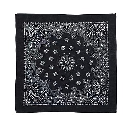 Черный Повязки на голову из полиэстера с узором мандалы, шарф бандана, гетры шеи, бесшовные головные уборы, для бега на свежем воздухе, чёрные, 530x530 мм