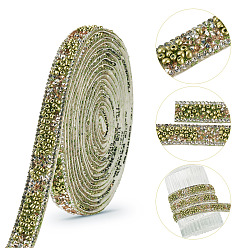 Желто-Зеленый Декоративная лента со стразами, аксессуары для костюма, желто-зеленый, 12x2 мм
