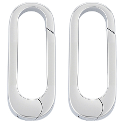 Платина 2 шт. 925 Кольца с пружинным затвором из стерлингового серебра, овальные, платина, 18x7x2 мм, 2 шт / комплект