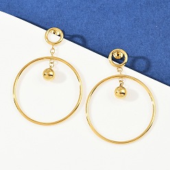 Золотой 304 серьги-гвоздики с кольцом из нержавеющей стали, золотые, 61.5x42 мм