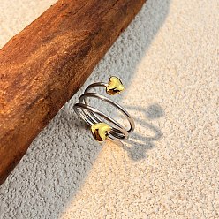 Платиновый & Золотой 304 палец кольца из нержавеющей стали, сердце, платиной и золотом, 21 мм